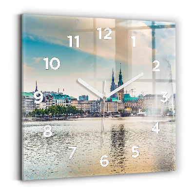 Szögletes fali üvegóra 30x30 Binnenalster Hamburgban