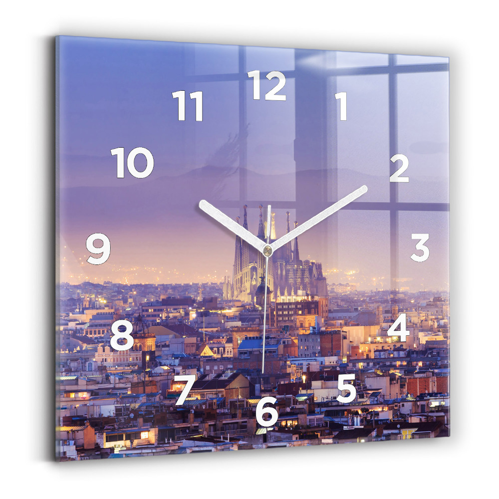 Szögletes üvegóra 30x30 Kilátás Barcelona