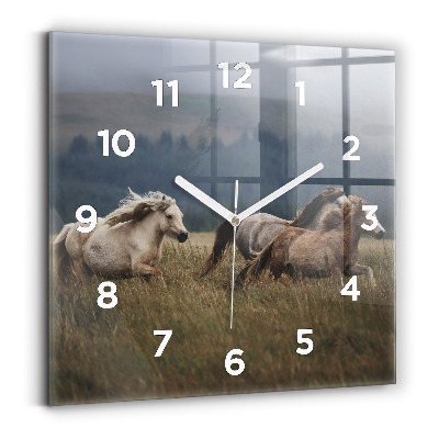 Szögletes fali üvegóra 30x30 Lovak vágtatnak