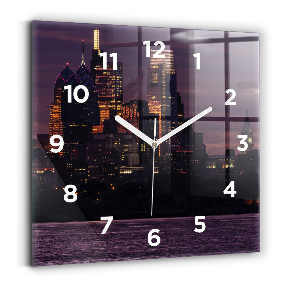 Szögletes fali üvegóra 30x30 Philadelphia város látképe