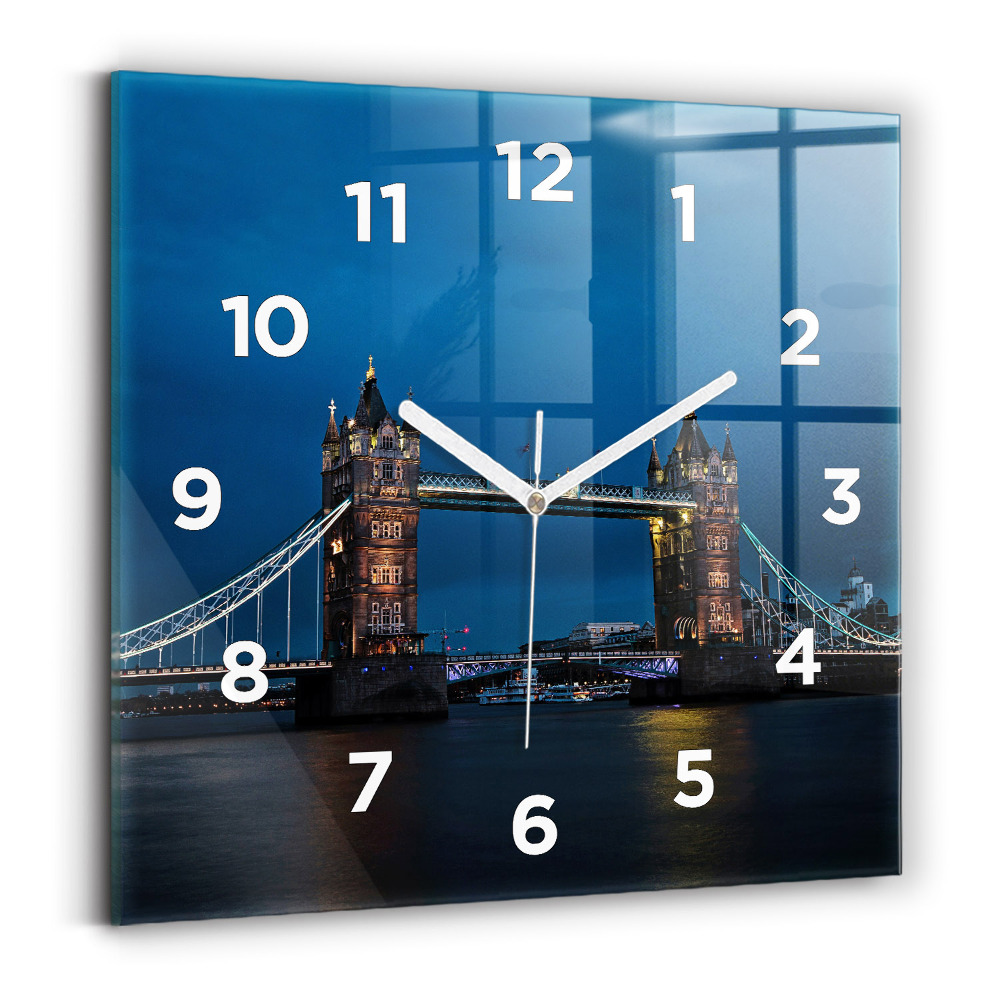 Négyzetes üvegóra 30x30 Tower Bridge London éjjel