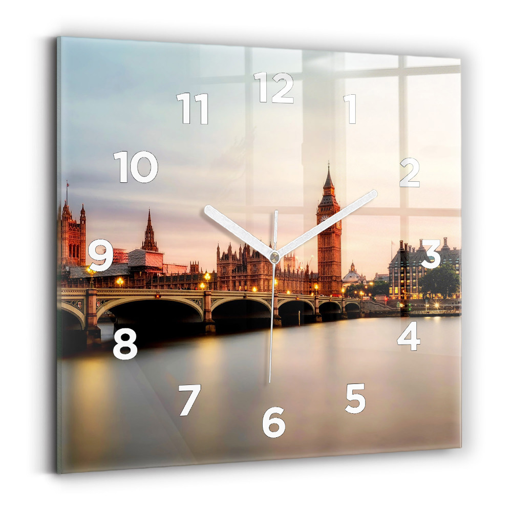 Négyzet alakú üvegóra 30x30 Big Ben London látképe