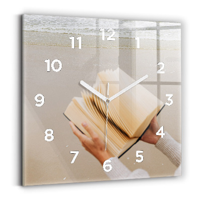 Négyzetes üvegóra 30x30 Egy pillanat egy könyvvel