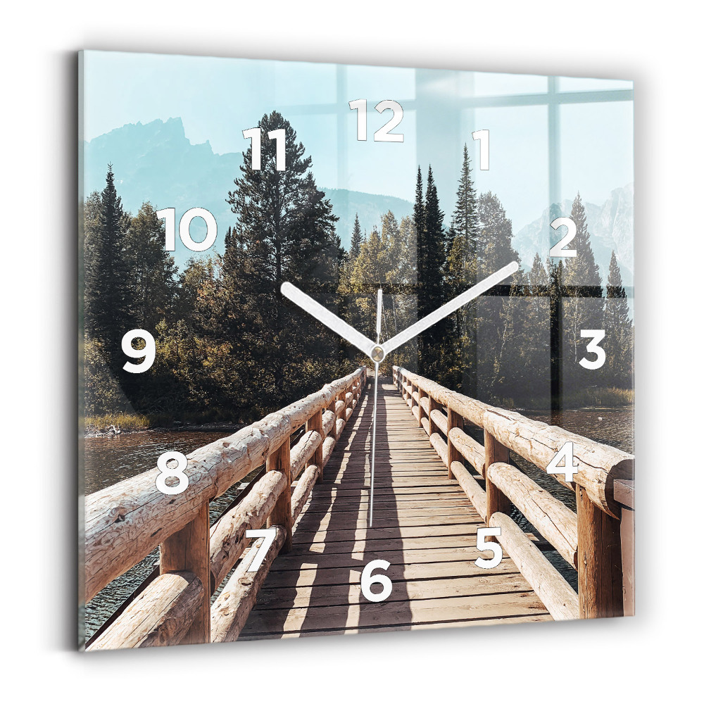 Szögletes üvegóra 30x30 Hegyek Yellowstone-ban