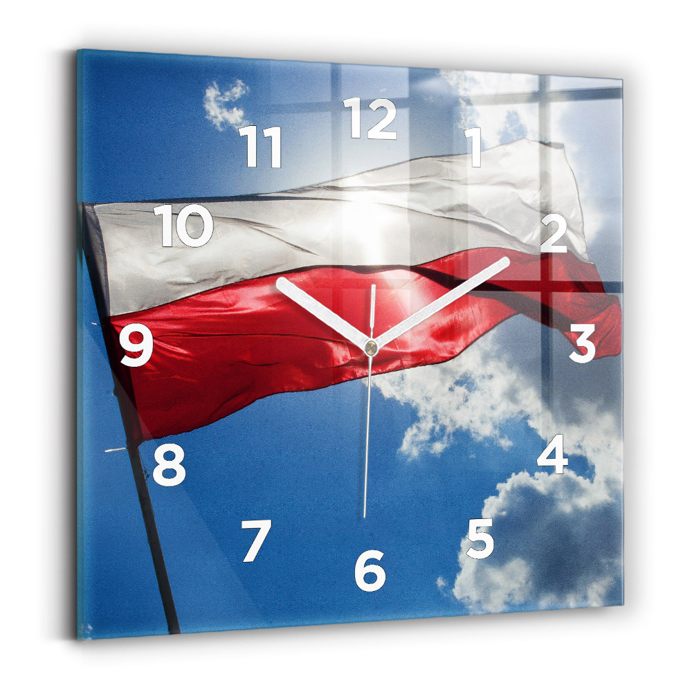 Négyzet alakú üvegóra 30x30 Lengyel zászló az égen