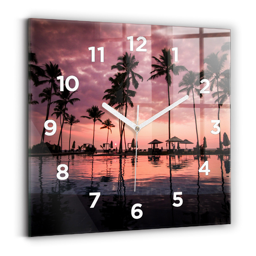 Négyzet alakú üvegóra 30x30 Pálmafák Hawaii-on