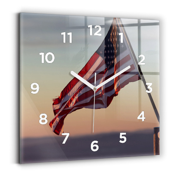 Szögletes fali üvegóra 30x30 USA zászló lobogó