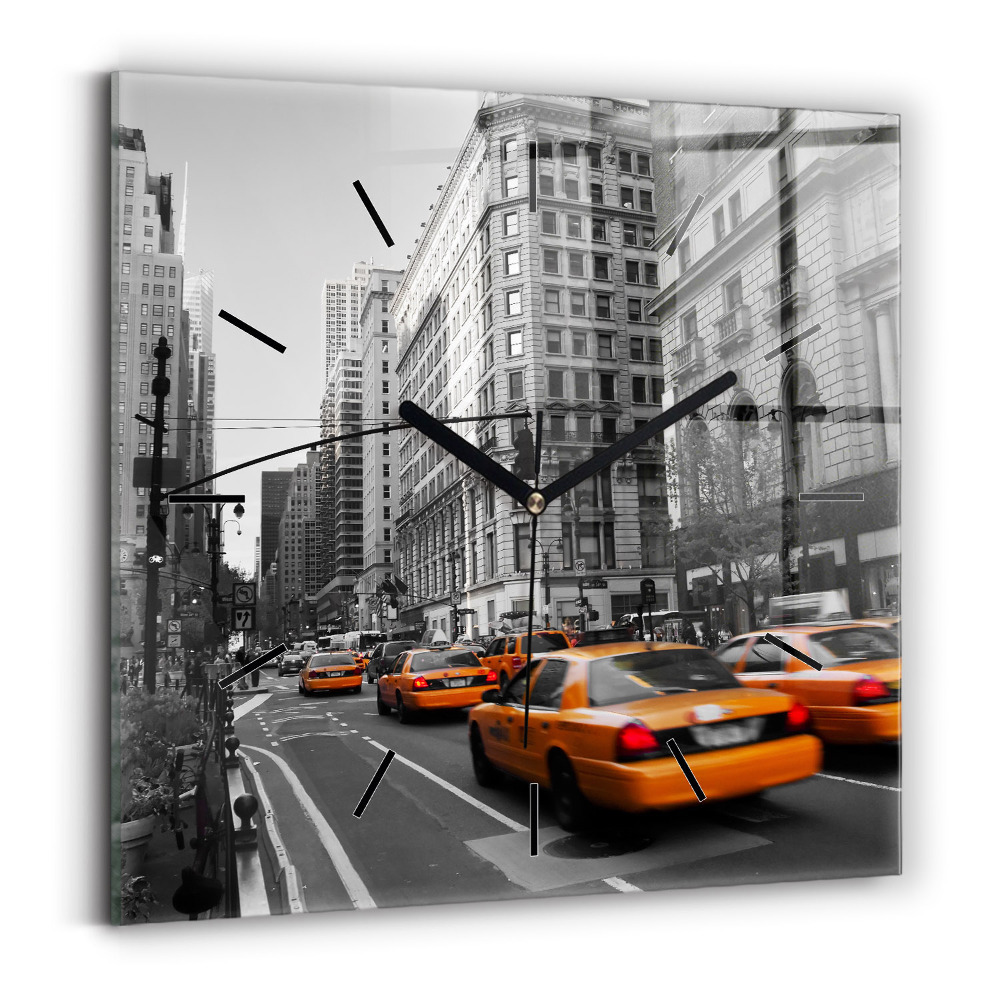 Szögletes üvegóra 30x30 Manhattan és a taxik