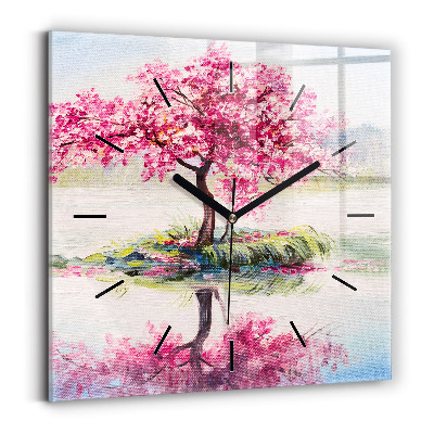 Szögletes üvegóra 30x30 Fa mozaik