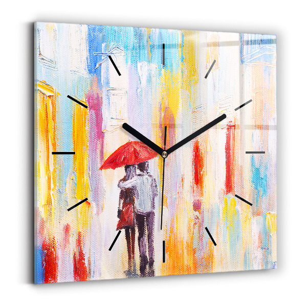 Négyzet alakú üvegóra 30x30 Pár az esőben