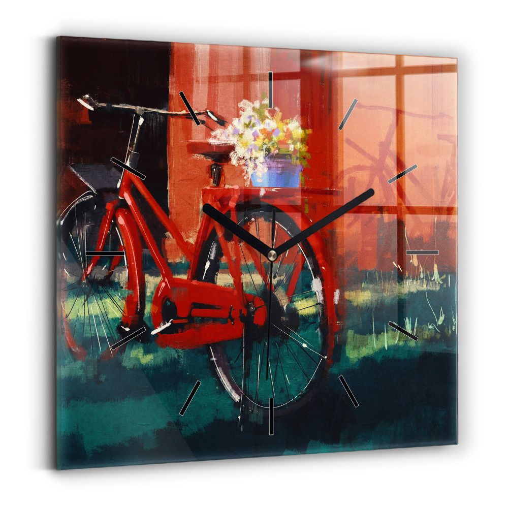 Négyzet alakú üvegóra 30x30 Festett kerékpár
