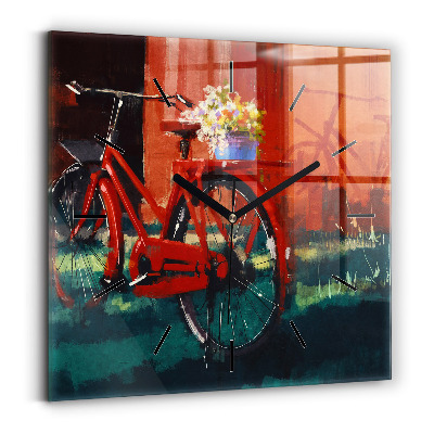 Négyzet alakú üvegóra 30x30 Festett kerékpár