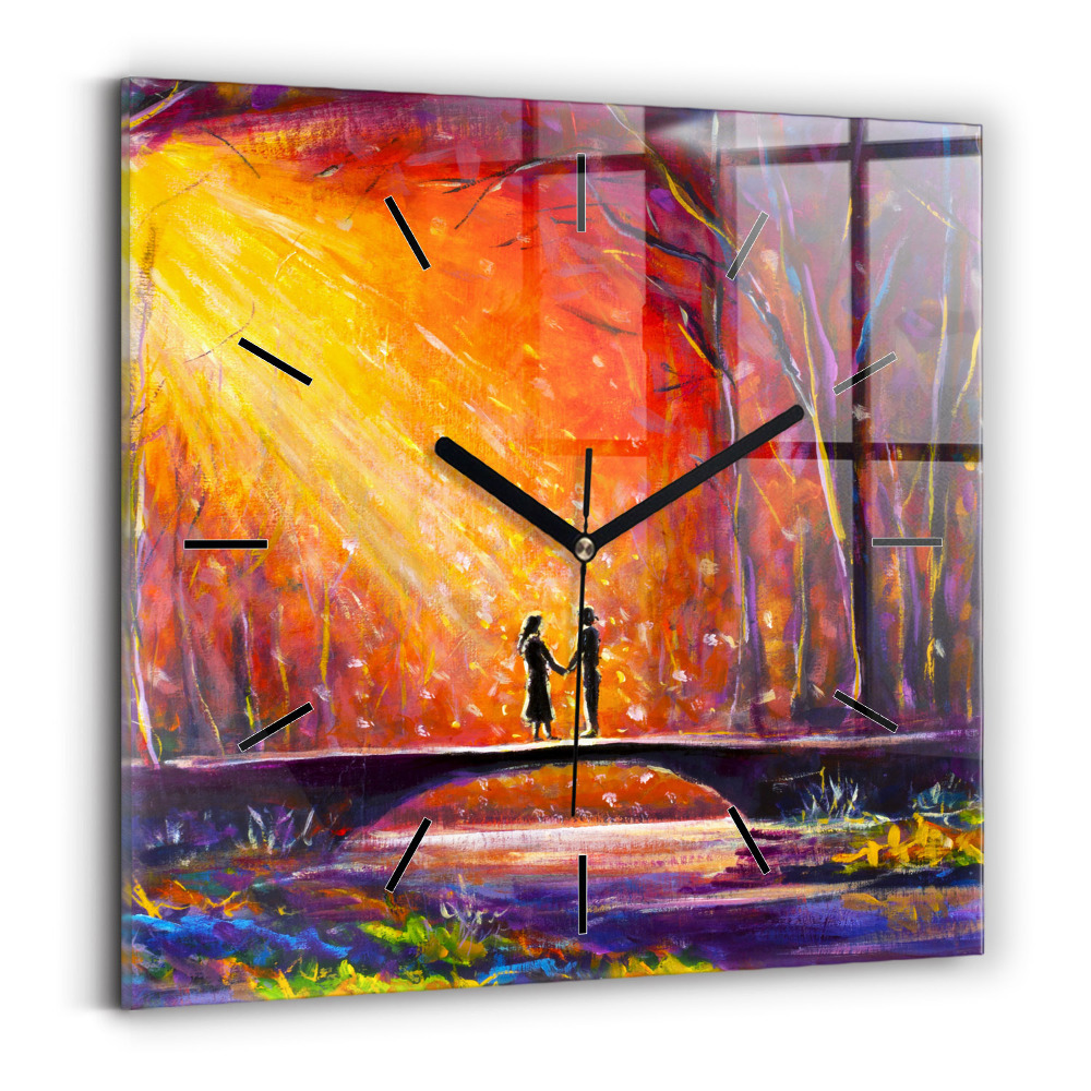 Szögletes fali üvegóra 30x30 Pár az erdőben