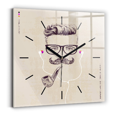 Szögletes fali üvegóra 30x30 Férfi pipával