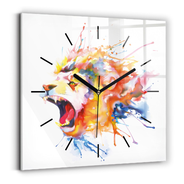 Szögletes üvegóra 30x30 Oroszlán – akvarell
