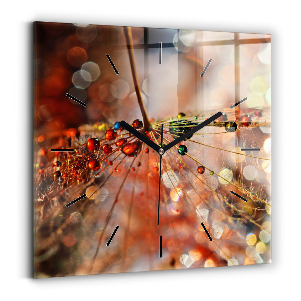 Szögletes üvegóra 30x30 Pitypang harmattal