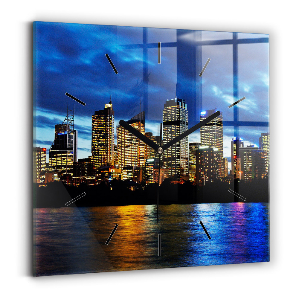 Négyzetes üvegóra 30x30 Sydney-i este