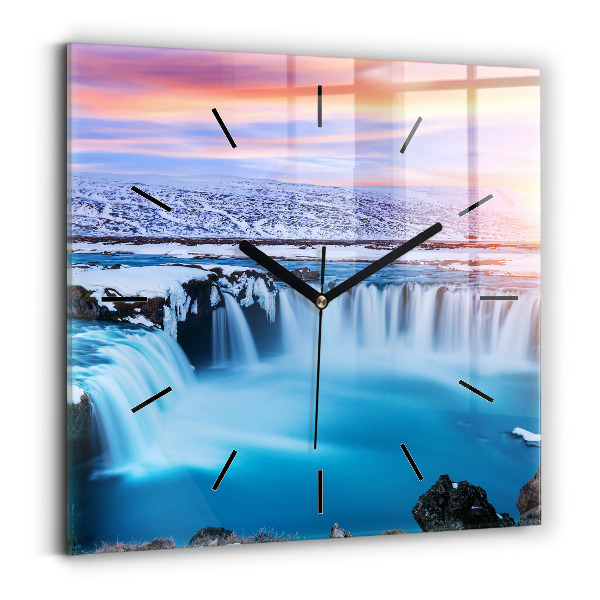 Szögletes üvegóra 30x30 Godafoss vízesés Izlandon