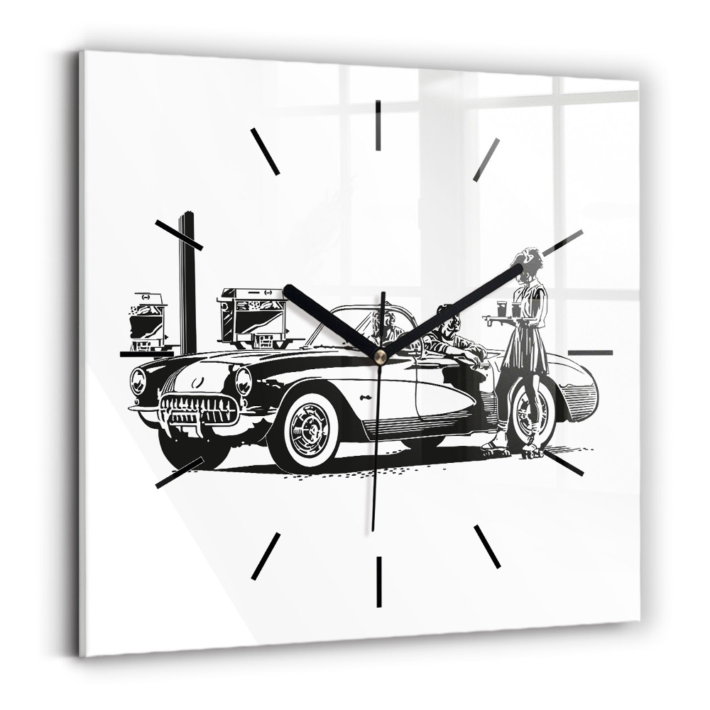 Szögletes fali üvegóra 30x30 Retro Illusztráció