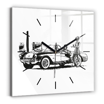 Szögletes fali üvegóra 30x30 Retro Illusztráció