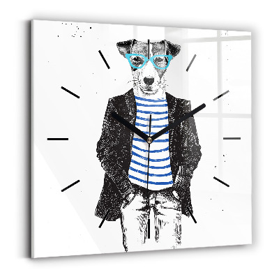 Szögletes üvegóra 30x30 Kutya az emberi testben