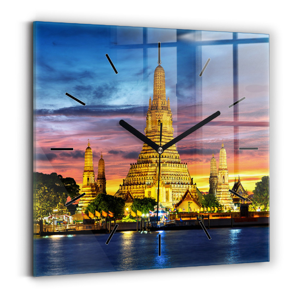 Négyzetes üvegóra 30x30 Templom Bangkokban