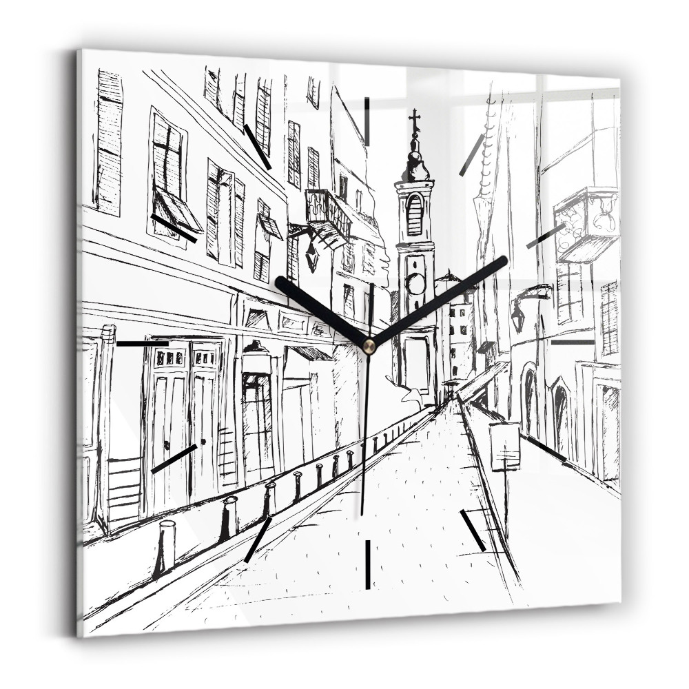 Négyzetes üvegóra 30x30 Provence város rajza
