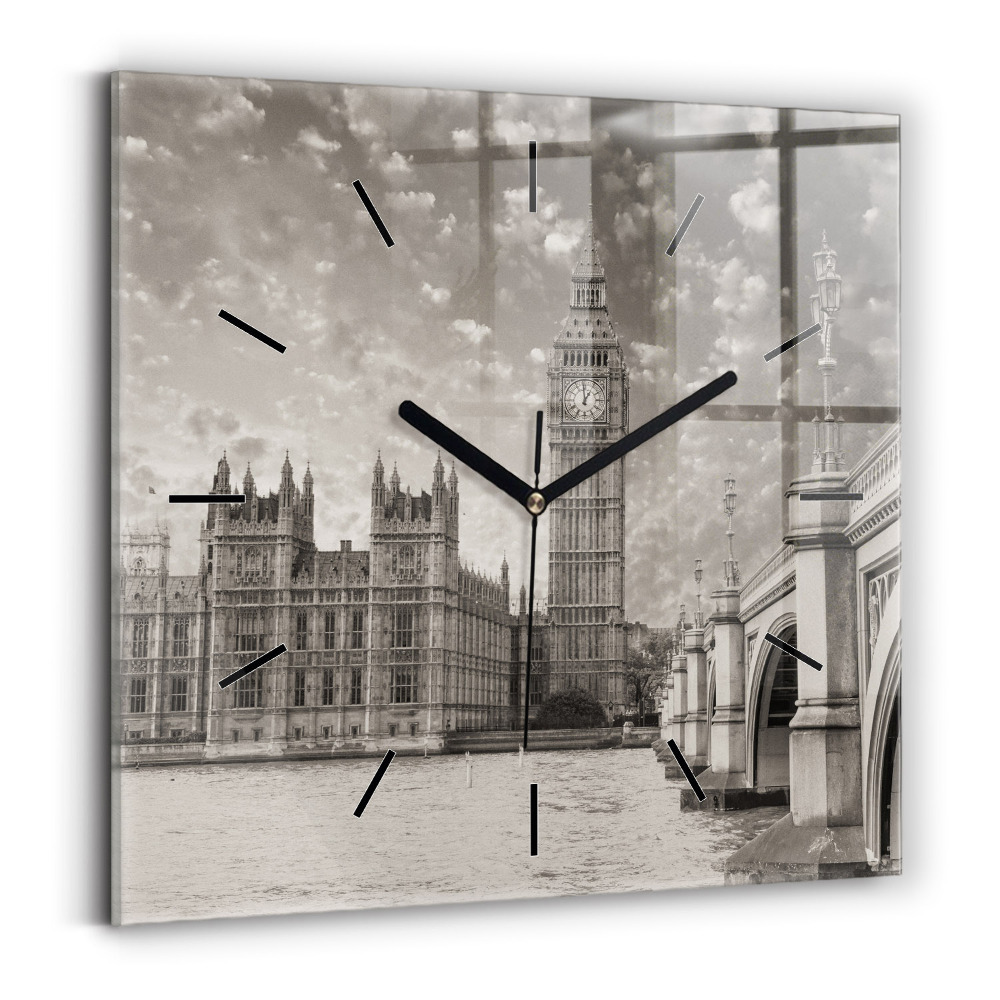 Szögletes üvegóra 30x30 London Anglia Big Ben
