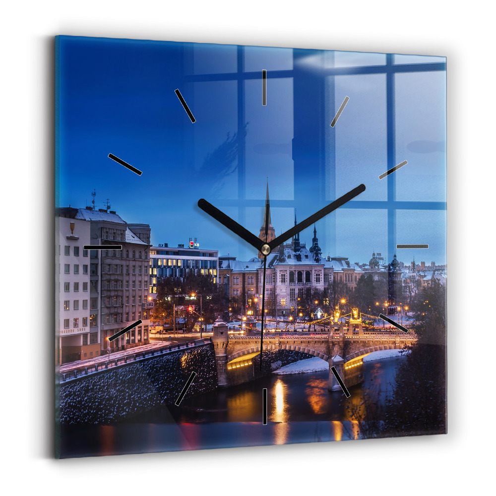 Négyzetes üvegóra 30x30 Panoráma Pilsen városára