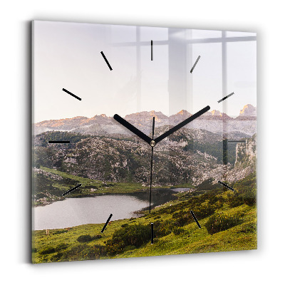 Négyzet alakú üvegóra 30x30 A tó és a Pireneusok hegyei