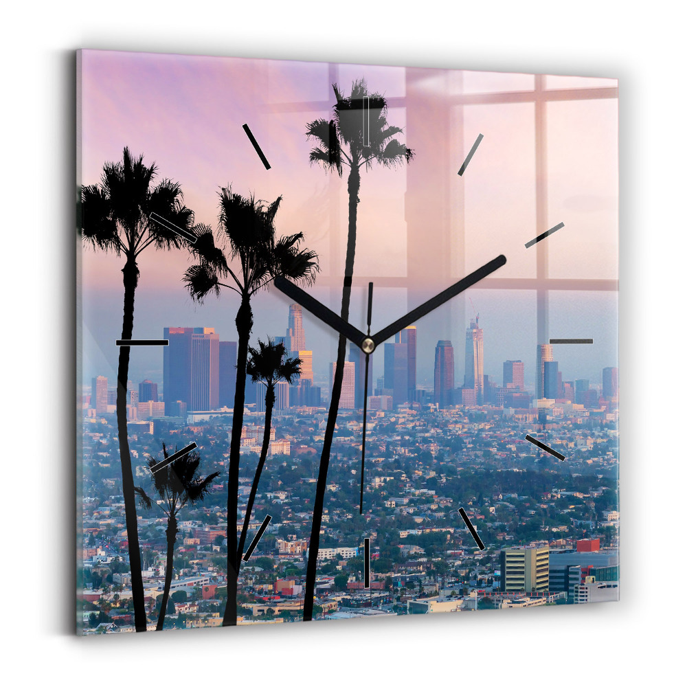 Szögletes fali üvegóra 30x30 Los Angeles-i naplemente