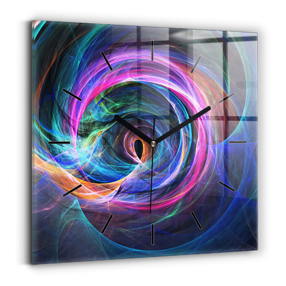 Négyzet alakú üvegóra 30x30 Színes fraktál