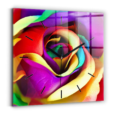 Négyzet alakú üvegóra 30x30 Szivárvány rózsa