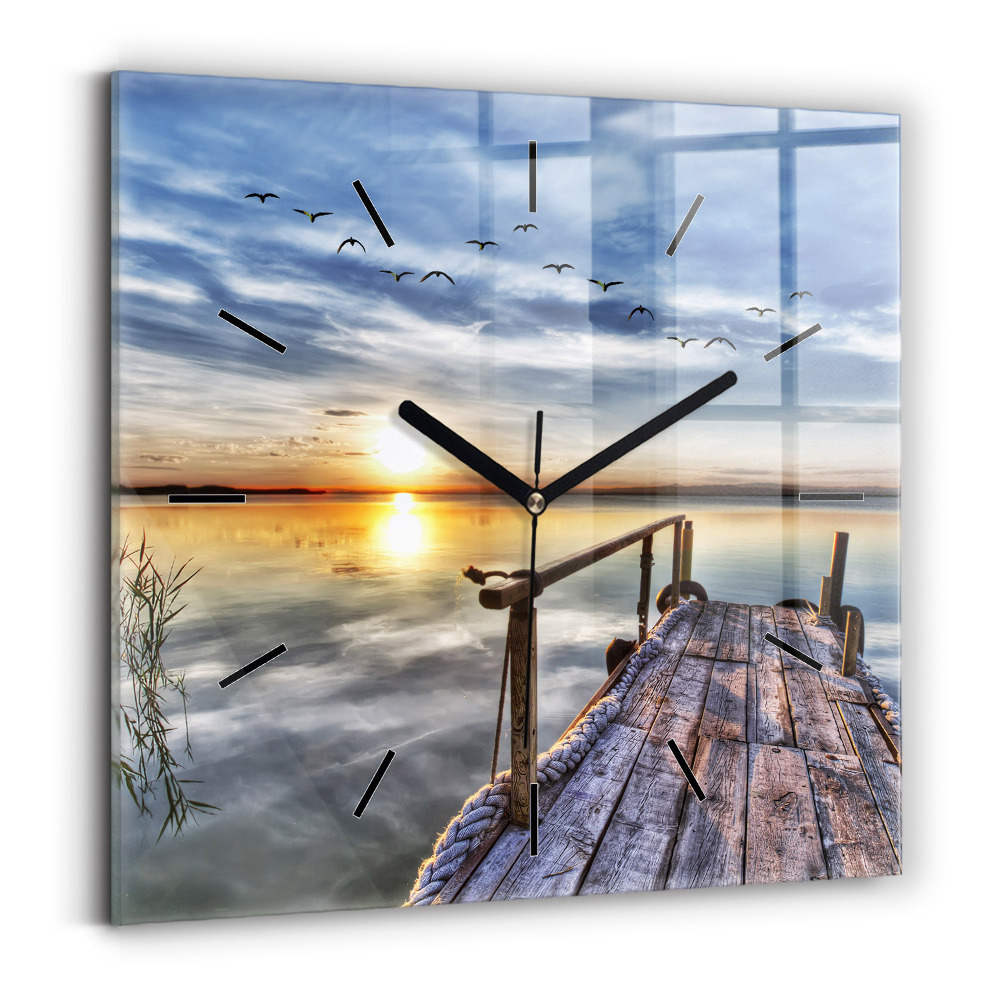 Szögletes fali üvegóra 30x30 Lake Sunset