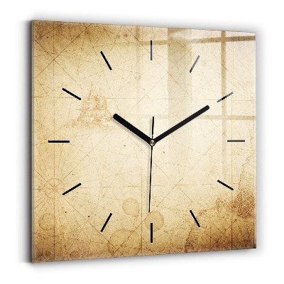 Szögletes fali üvegóra 30x30 Régi világtérkép