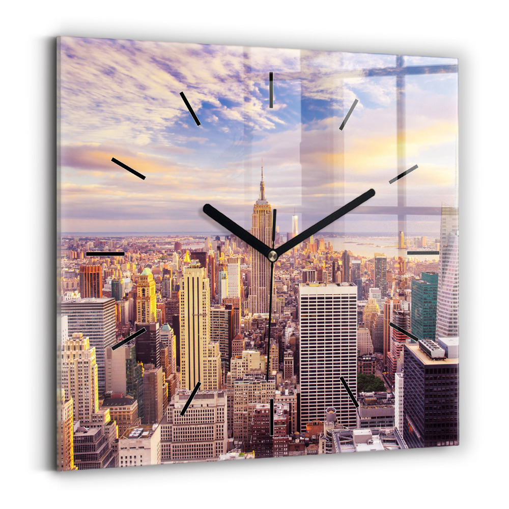 Szögletes fali üvegóra 30x30 New York-i naplemente