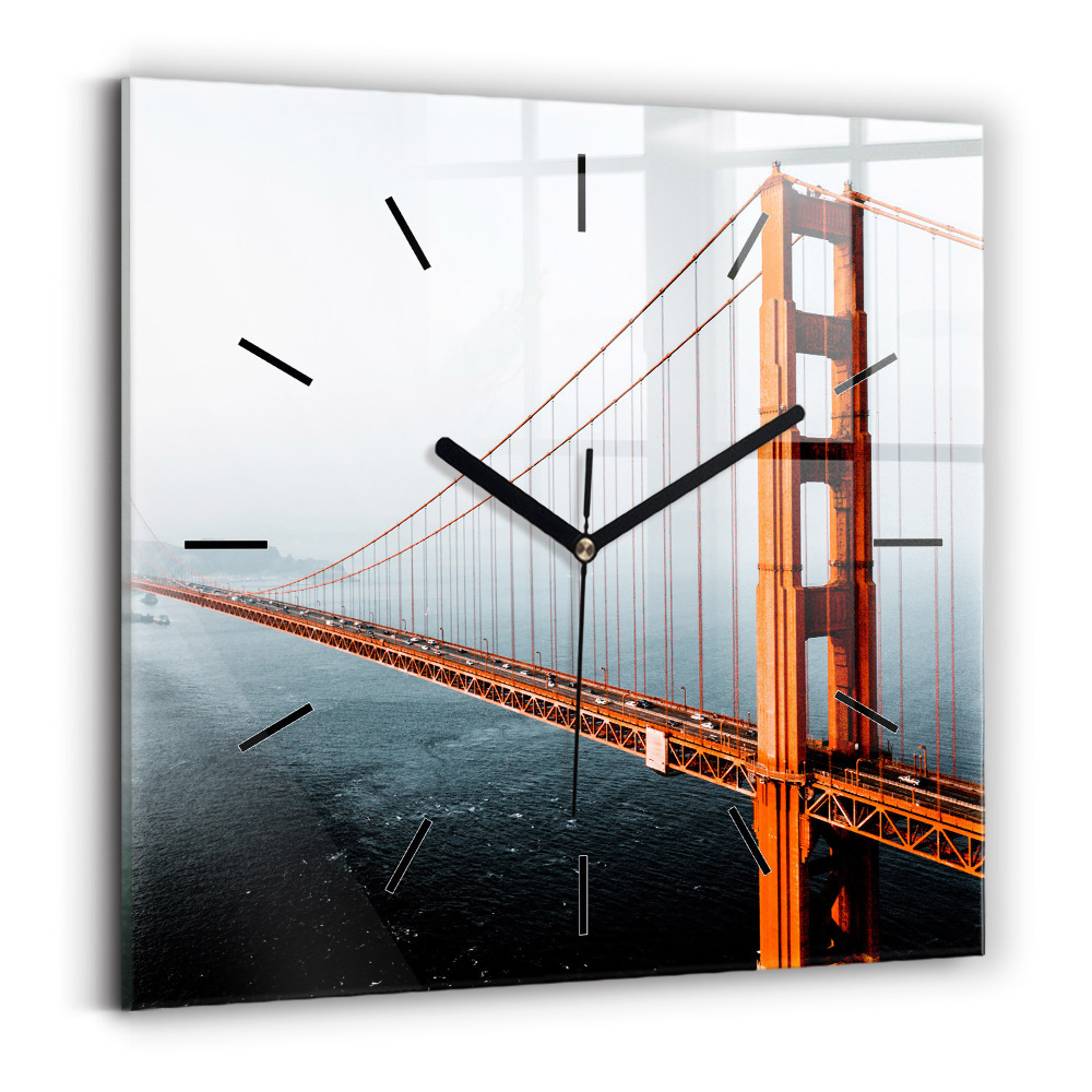 Négyzet alakú üvegóra 30x30 Golden Gate híd