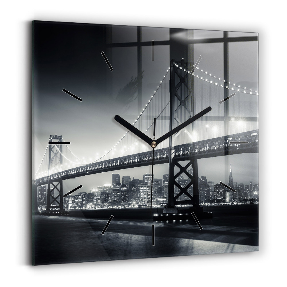Szögletes üvegóra 30x30 Híd San Francisco éjjel