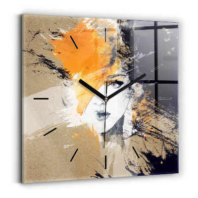 Szögletes fali üvegóra 30x30 Absztrakt nő portréja