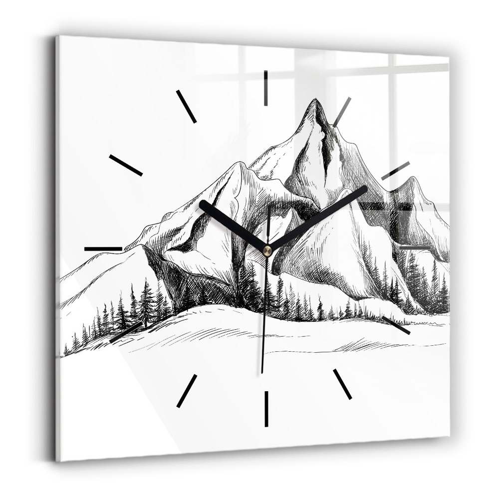 Szögletes fali üvegóra 30x30 Rajzolt hegyek