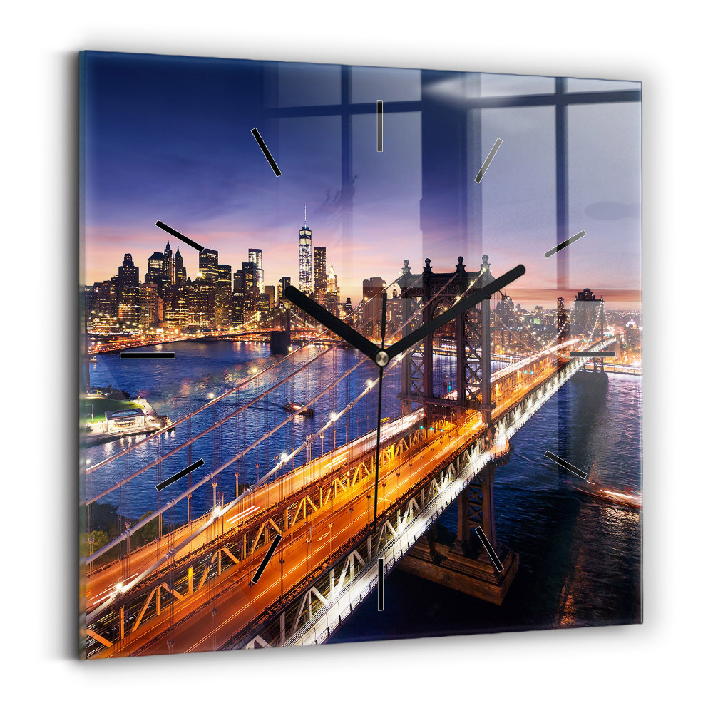 Négyzetes üvegóra 30x30 New York és a naplemente