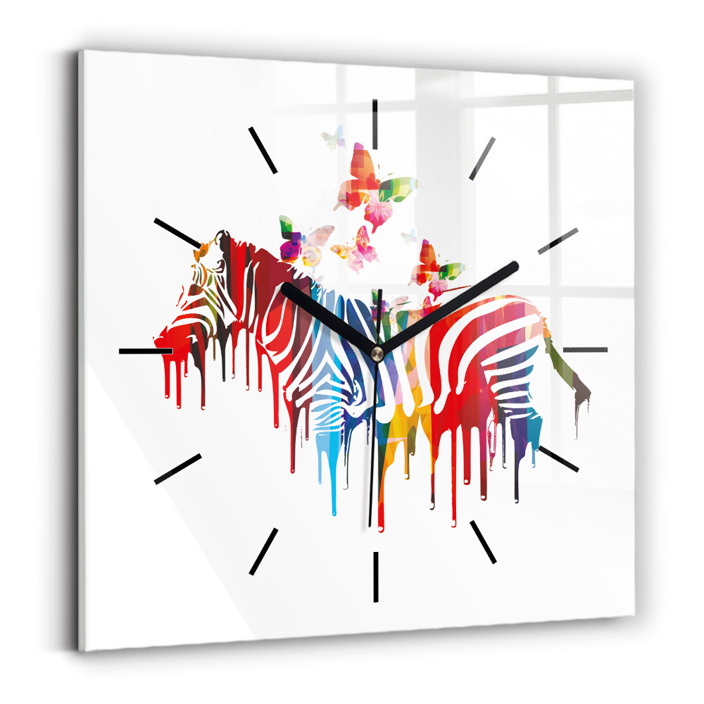 Szögletes fali üvegóra 30x30 Színes zebra