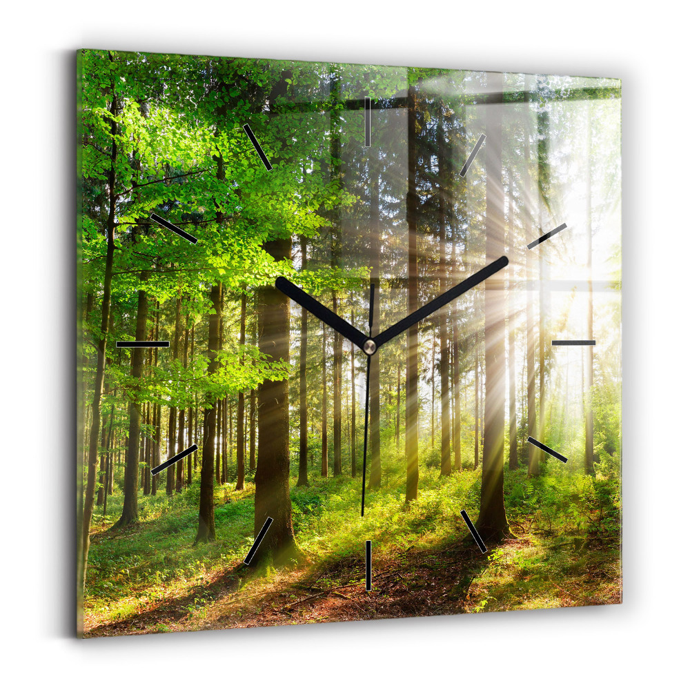 Szögletes üvegóra 30x30 Erdei napfelkelte