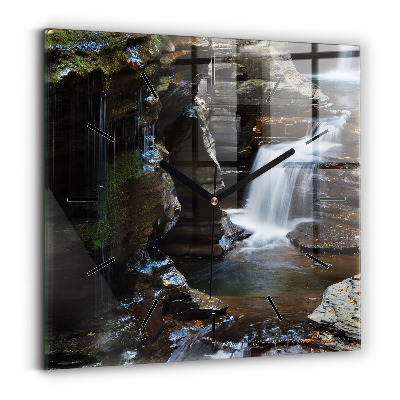 Szögletes üvegóra 30x30 Vízesés és Izland sziklái