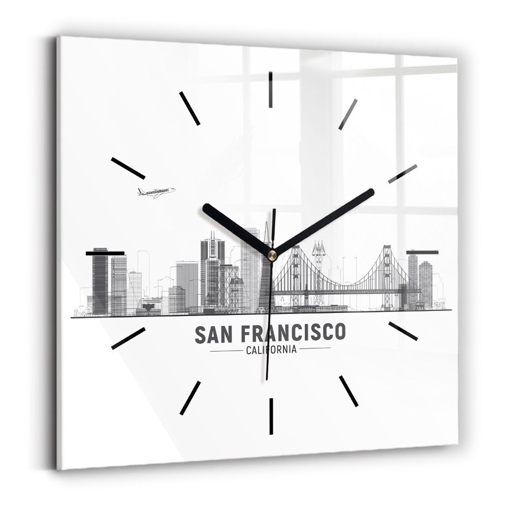 Szögletes fali üvegóra 30x30 San Francisco panoráma