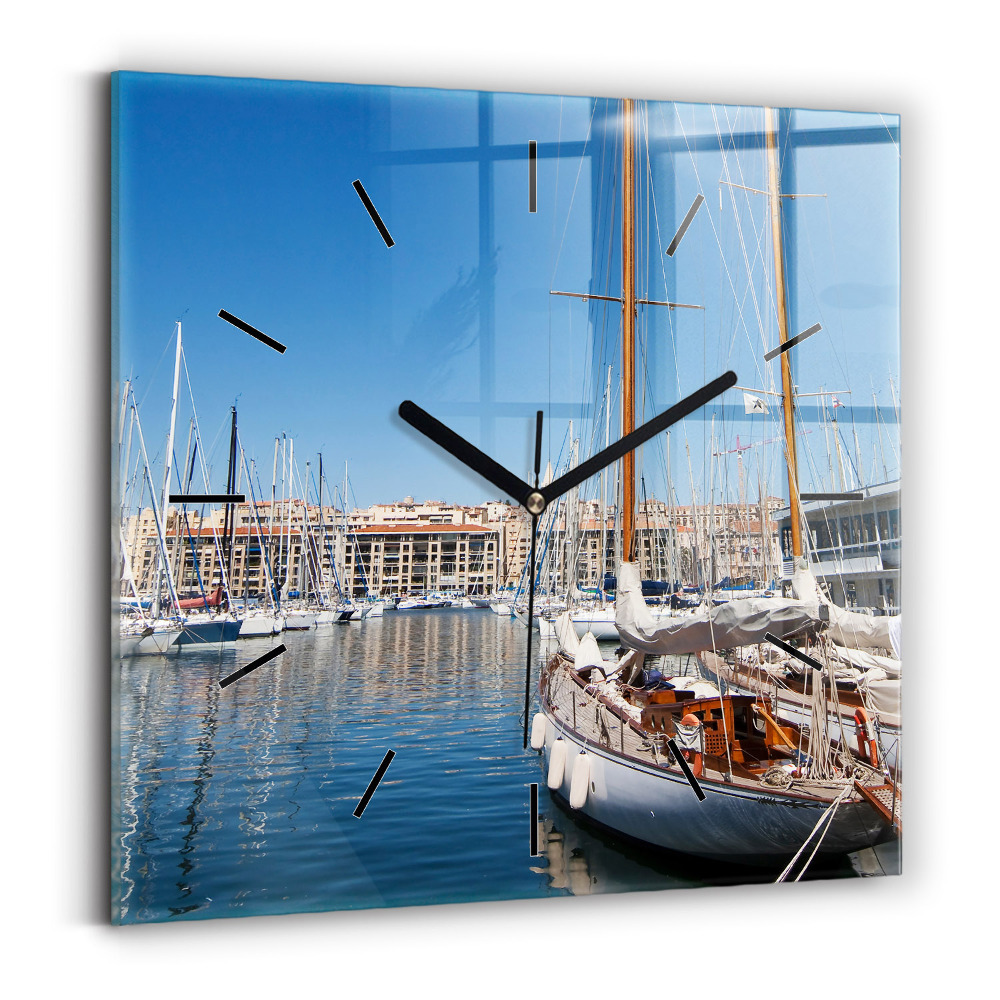 Négyzetes üvegóra 30x30 Marina Marseille Franciaországban