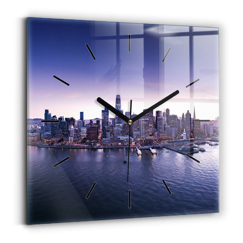Szögletes üvegóra 30x30 Kilátás San Franciscora