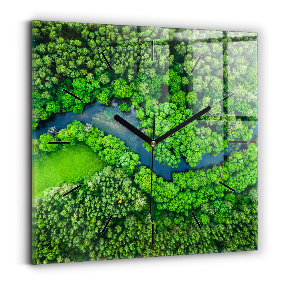 Négyzet alakú üvegóra 30x30 Folyó az erdőben