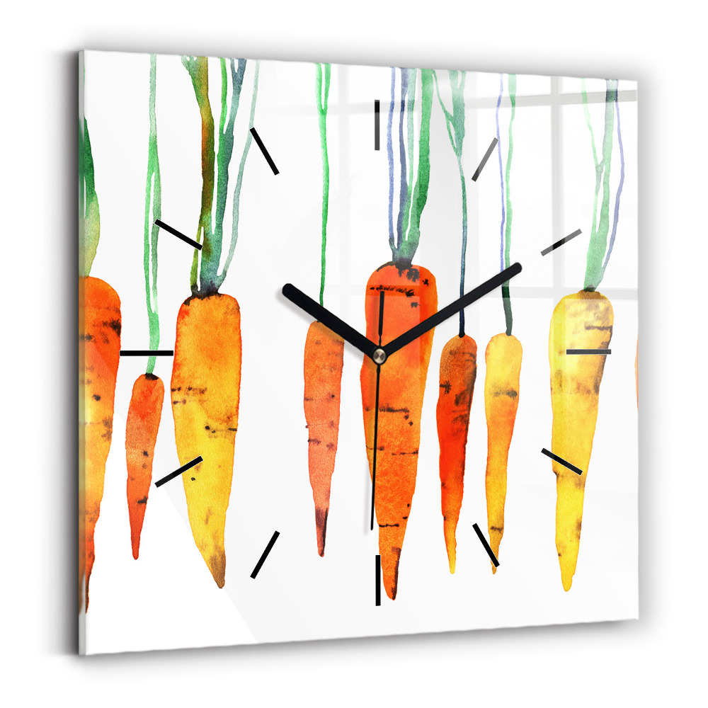 Szögletes fali üvegóra 30x30 Sárgarépa illusztráció
