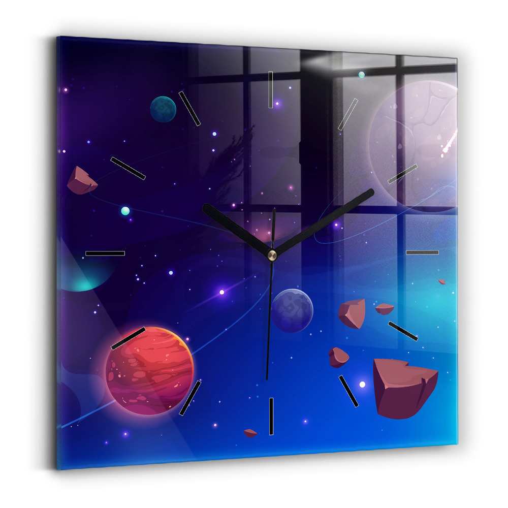Szögletes üvegóra 30x30 Galaxis bolygók